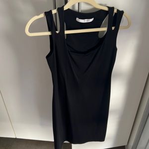Susana Monaco body con two strap black dress. Mini or knee length.
